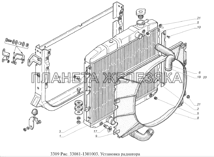 Установка радиатора ГАЗ-3309 (Евро 2)